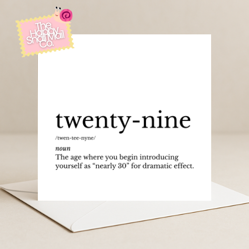 Dictionary Twenty-Nine Card