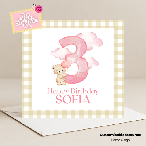 Gingham Clouds Card (Customisable)