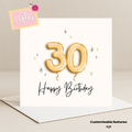 Balloon Numbers Birthday Card (Customisable)