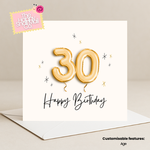 Balloon Numbers Birthday Card (Customisable)
