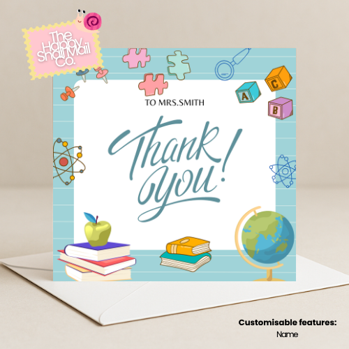 Teacher Thankyou SUBJECTS Card (Customisable)