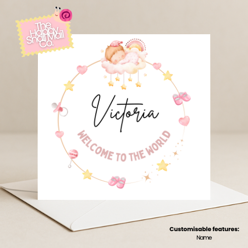 Circle Welcome To The World Pink (Customisable)