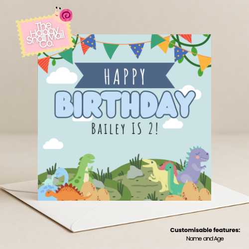 Dino Park Birthday Card (Customisable)
