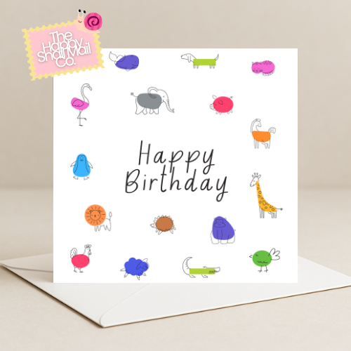 Animal Rainbow Birthday Card