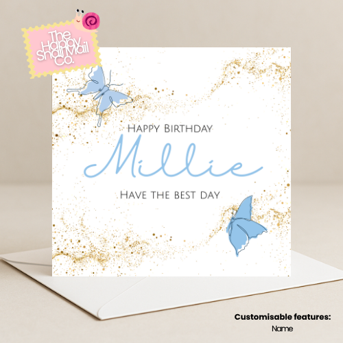 Sparkle Butterfly Happy Birthday Card