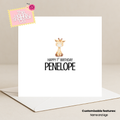 Giraffe Birthday Card (Customisable)