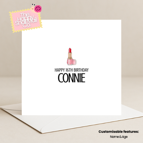 Lipstick Birthday Card (Customisable)