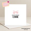 Pink Bow Birthday Card (Customisable)